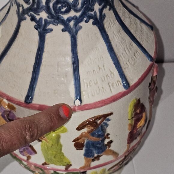 Atlantic Mold Decorative German Painted Pitcher Old World Circa. 1970 Vintage - Picture 5 of 16